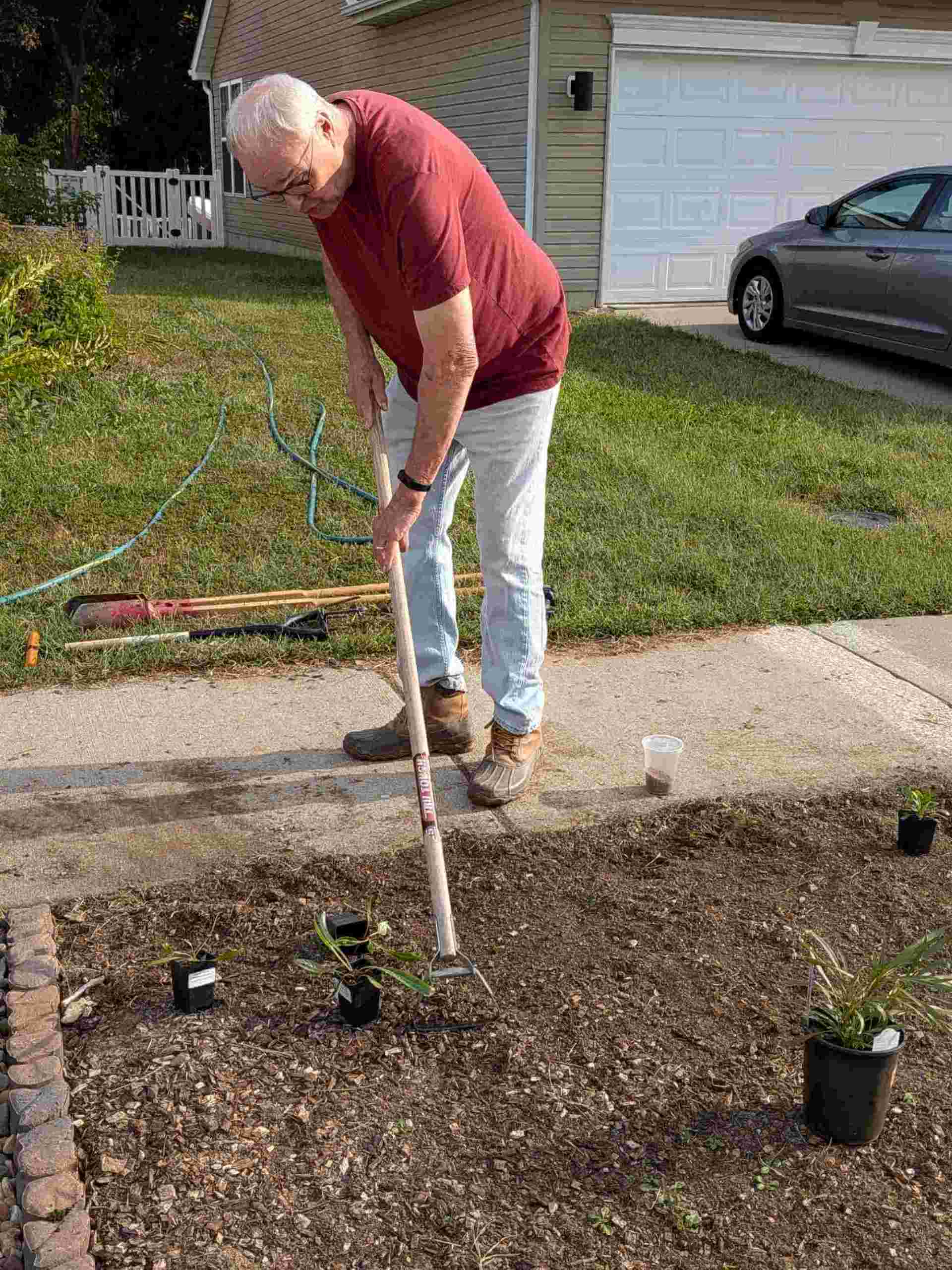The soil is raked flat